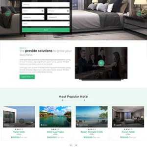 用途绿色风格酒店房间预订类静态网页html网站模板