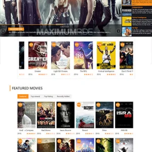 橙色的国外电影视频网站响应式模板html源码