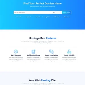 蓝色风格IDC服务器主机托管网站HTML5模板