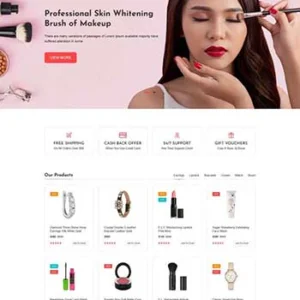 粉色的美妆化妆品电商html5模板