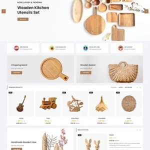 白色简洁的木制工艺品商店网站模板