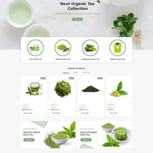 绿色小清新html绿茶商城网站模板