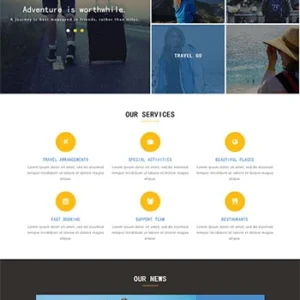 蓝色旅行制定单页html网页模板