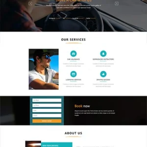 蓝色Bootstrap大气的国外驾校网站静态网页模板
