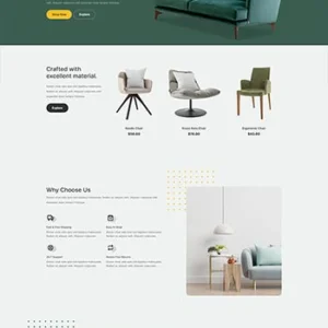 绿色沙发家居展示响应式网页模板
