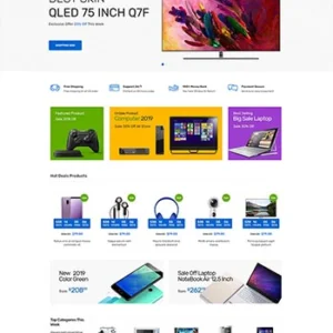 蓝色电子产品数码配件购物商城网页模板