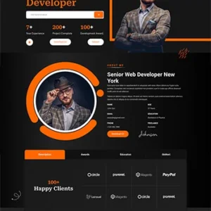 黑色风格个人开发设计师简历静态html网页模板