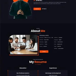 极简酷黑风格个人简历前端静态网页模板