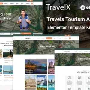 旅游旅行酒店预订WordPress带后台网站模板 Elementor Template Kit