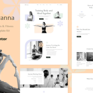 瑜伽、冥想和健身元素外贸网站模板