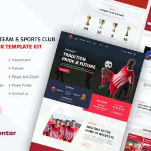 足球队和体育俱乐部 Elementor 外贸网站模板